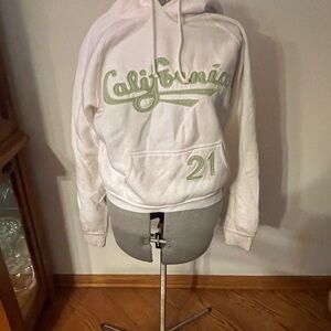 Rue21 White Hoodie with Green Embroidery Vintage